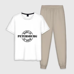 Мужская пижама с белой футболкой хлопок Made in Petersburg сделано в Петербурге