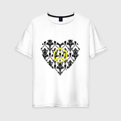 Женская футболка хлопок Oversize Шерлок Сердце и Смайлик