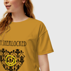 Женская футболка хлопок Oversize Шерлок Сердце I'm Sherlocked - фото 2