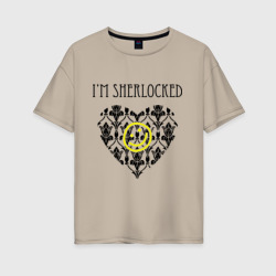 Женская футболка хлопок Oversize Шерлок Сердце I'm Sherlocked