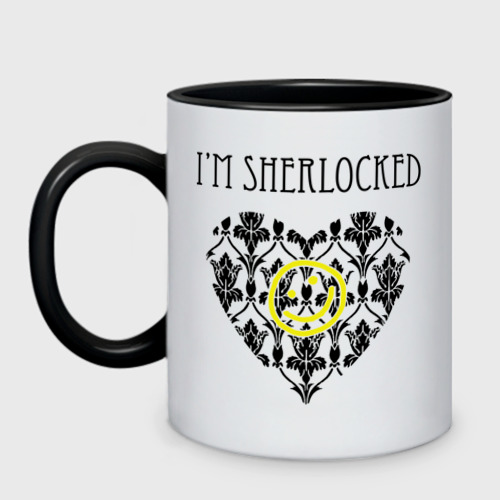 Кружка двухцветная Шерлок Сердце I'm Sherlocked, цвет белый + черный