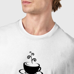 Футболка с принтом Keep calm and drink coffee для женщины, вид на модели спереди №4. Цвет основы: белый
