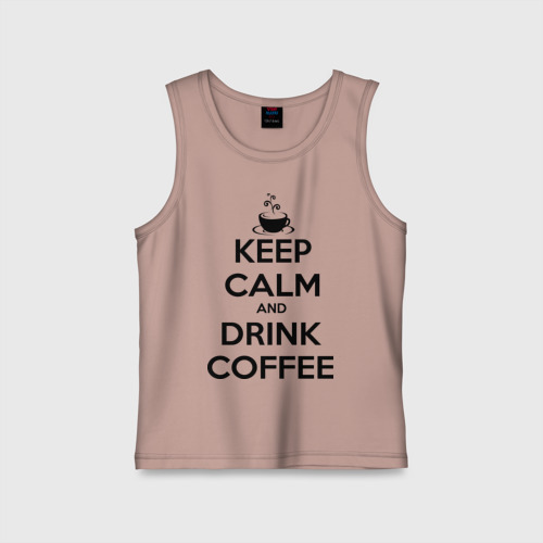 Детская майка хлопок Keep calm and drink coffee, цвет пыльно-розовый