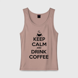 Женская майка хлопок Keep calm and drink coffee