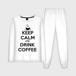 Женская пижама с лонгсливом хлопок Keep calm and drink coffee