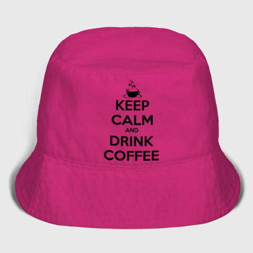 Женская панама хлопок Keep calm and drink coffee, цвет ярко-розовый