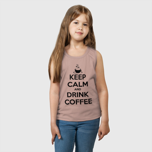 Детская майка хлопок Keep calm and drink coffee, цвет пыльно-розовый - фото 3