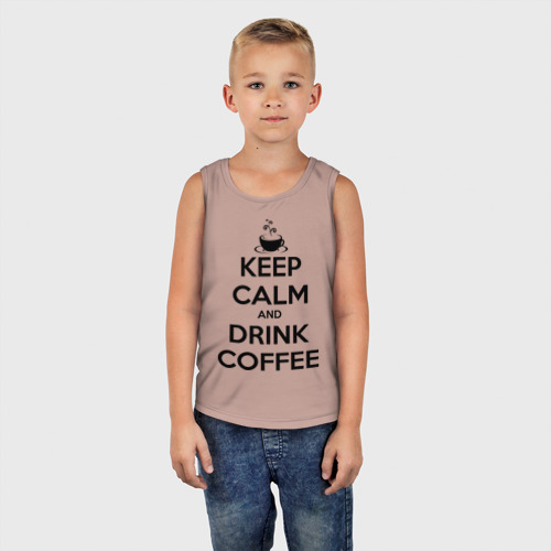 Детская майка хлопок Keep calm and drink coffee, цвет пыльно-розовый - фото 5