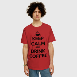 Мужская футболка хлопок Oversize Keep calm and drink coffee - фото 2