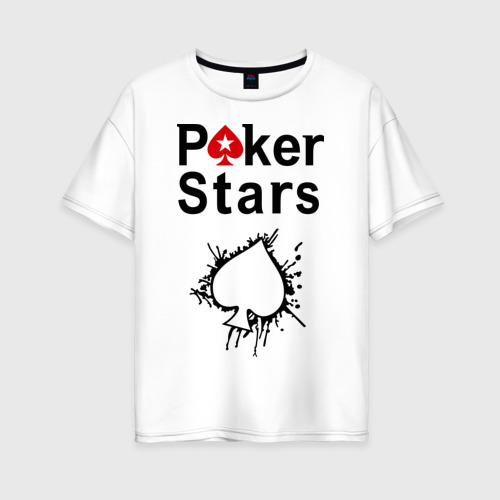 Женская футболка из хлопка оверсайз с принтом Poker Stars, вид спереди №1