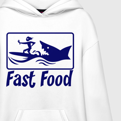 Худи SuperOversize хлопок Fast food - быстрая еда, цвет белый - фото 3