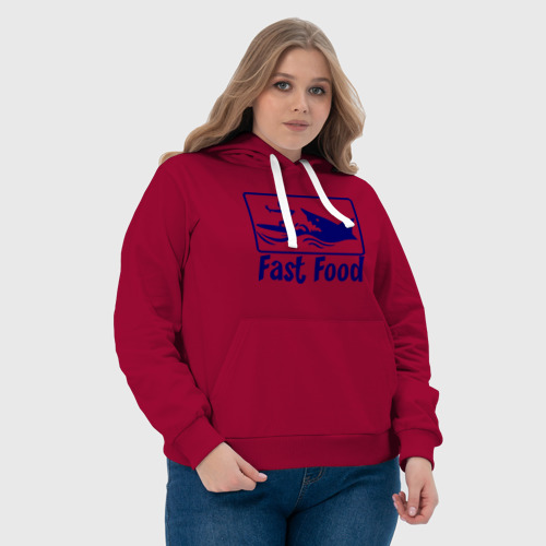 Женская толстовка хлопок Fast food - быстрая еда, цвет маджента - фото 6