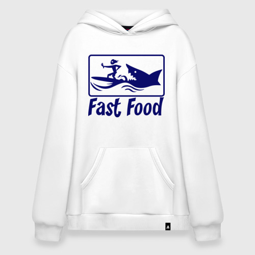 Худи SuperOversize хлопок Fast food - быстрая еда, цвет белый