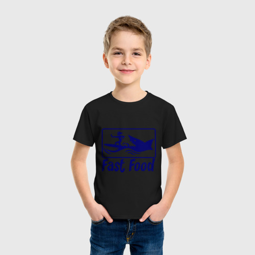Детская футболка хлопок Fast food - быстрая еда, цвет черный - фото 3