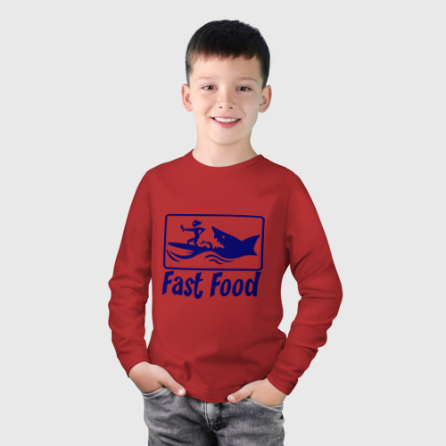 Детский лонгслив хлопок Fast food - быстрая еда, цвет красный - фото 3