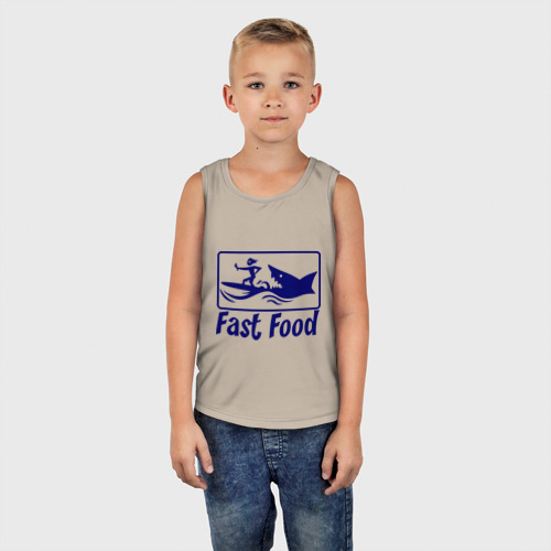 Детская майка хлопок Fast food - быстрая еда, цвет миндальный - фото 5