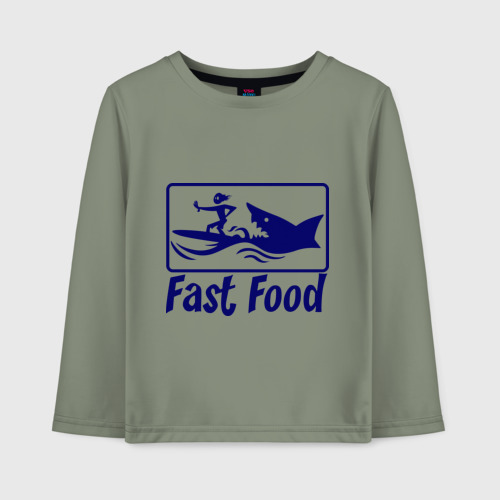 Детский лонгслив хлопок Fast food - быстрая еда, цвет авокадо