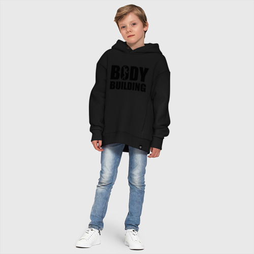 Детское худи Oversize хлопок Bodybuilding Бодибилдинг, цвет черный - фото 11