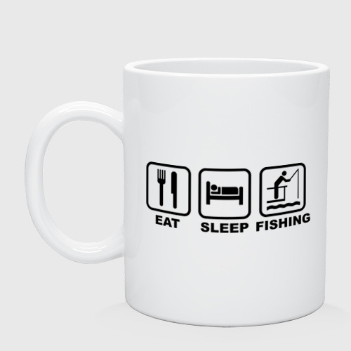 Кружка керамическая Eat Sleep Fishing, цвет белый