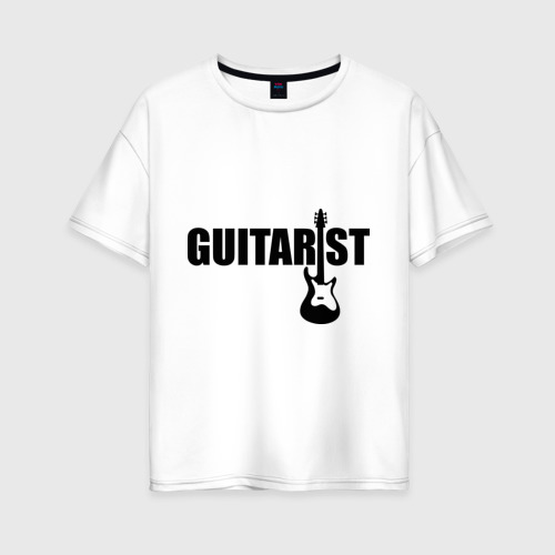 Женская футболка хлопок Oversize Гитарист, цвет белый