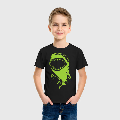 Детская футболка хлопок Акула, цвет черный - фото 3