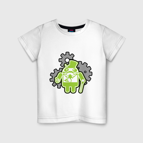 Детская футболка хлопок андройд джельтельмен, цвет белый