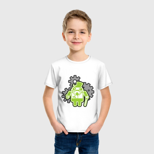 Детская футболка хлопок андройд джельтельмен, цвет белый - фото 3