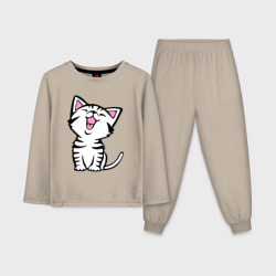 Детская пижама с лонгсливом милый котенок