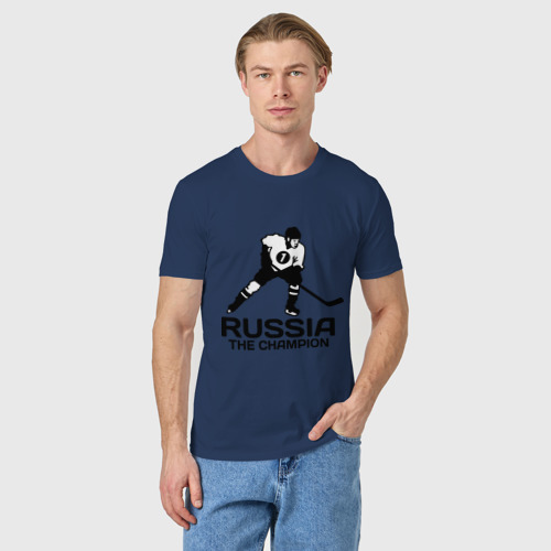 Мужская футболка хлопок Россия Чемпион, цвет темно-синий - фото 3