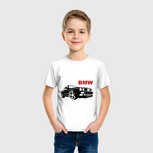 Детская футболка хлопок bmw, цвет белый - фото 3