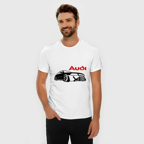 Мужская футболка хлопок Slim audi, цвет белый - фото 3