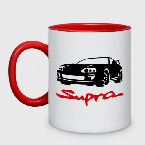 Кружка двухцветная toyota supra, цвет белый + красный