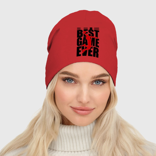 Женская шапка демисезонная Лучшая игра когда-либо, цвет красный - фото 3