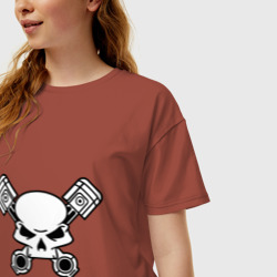 Женская футболка хлопок Oversize Череп и поршни - фото 2