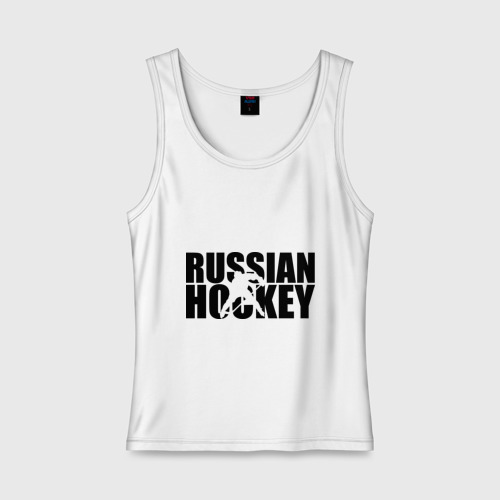 Женская майка хлопок Russian Hockey Русский хоккей, цвет белый