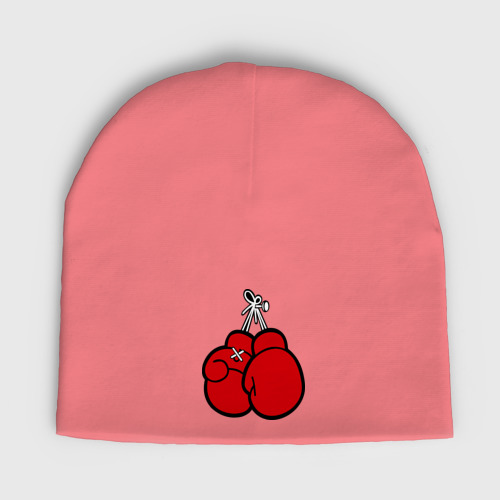 Мужская шапка демисезонная Боксерские перчатки, цвет розовый