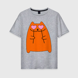 Кот с сердечками парная женская – Женская футболка хлопок Oversize с принтом купить со скидкой в -16%
