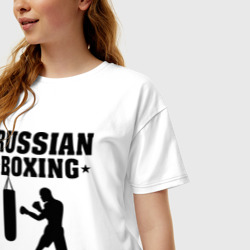 Женская футболка хлопок Oversize Russian Boxing Русский бокс - фото 2