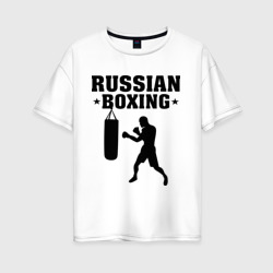 Женская футболка хлопок Oversize Russian Boxing Русский бокс