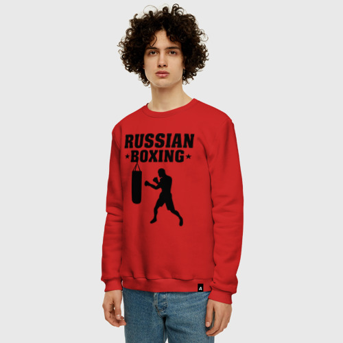 Мужской свитшот хлопок Russian Boxing Русский бокс, цвет красный - фото 3