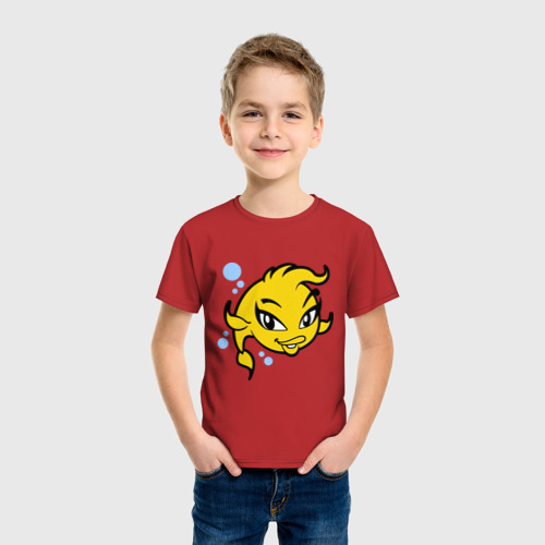Детская футболка хлопок Рыбка золотая, цвет красный - фото 3