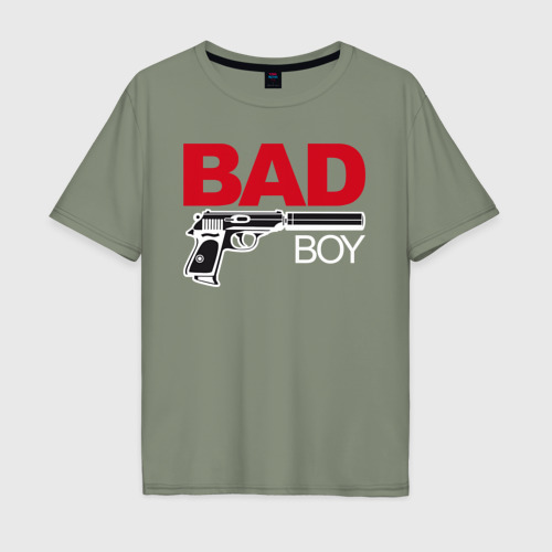 Мужская футболка хлопок Oversize Bad boy плохой парень, цвет авокадо