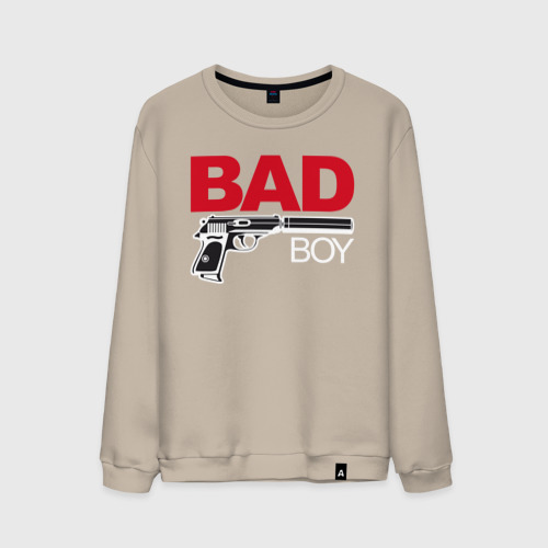 Мужской свитшот хлопок Bad boy плохой парень, цвет миндальный