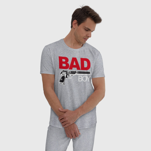 Мужская пижама хлопок Bad boy плохой парень, цвет меланж - фото 3