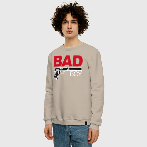 Мужской свитшот хлопок Bad boy плохой парень, цвет миндальный - фото 3