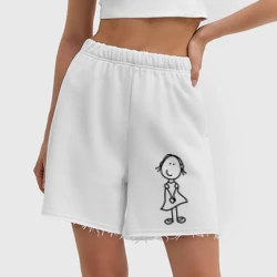 Женские шорты oversize футер хлопок Человечки с цветком парная жен - фото 2