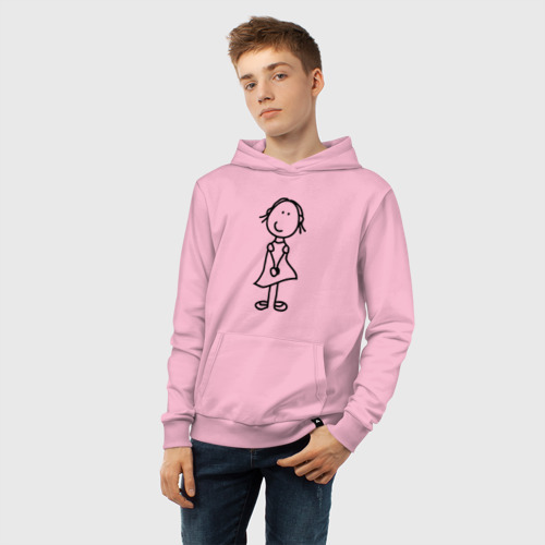 Детская толстовка хлопок Человечки с цветком парная жен, цвет светло-розовый - фото 6