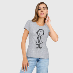 Женская футболка хлопок Slim Человечки с цветком парная жен - фото 2