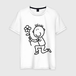 Мужская футболка хлопок Человечки с цветком парная муж