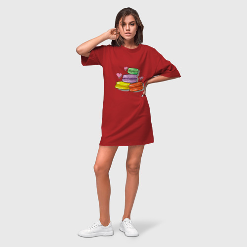 Платье-футболка хлопок Макароне, цвет красный - фото 3